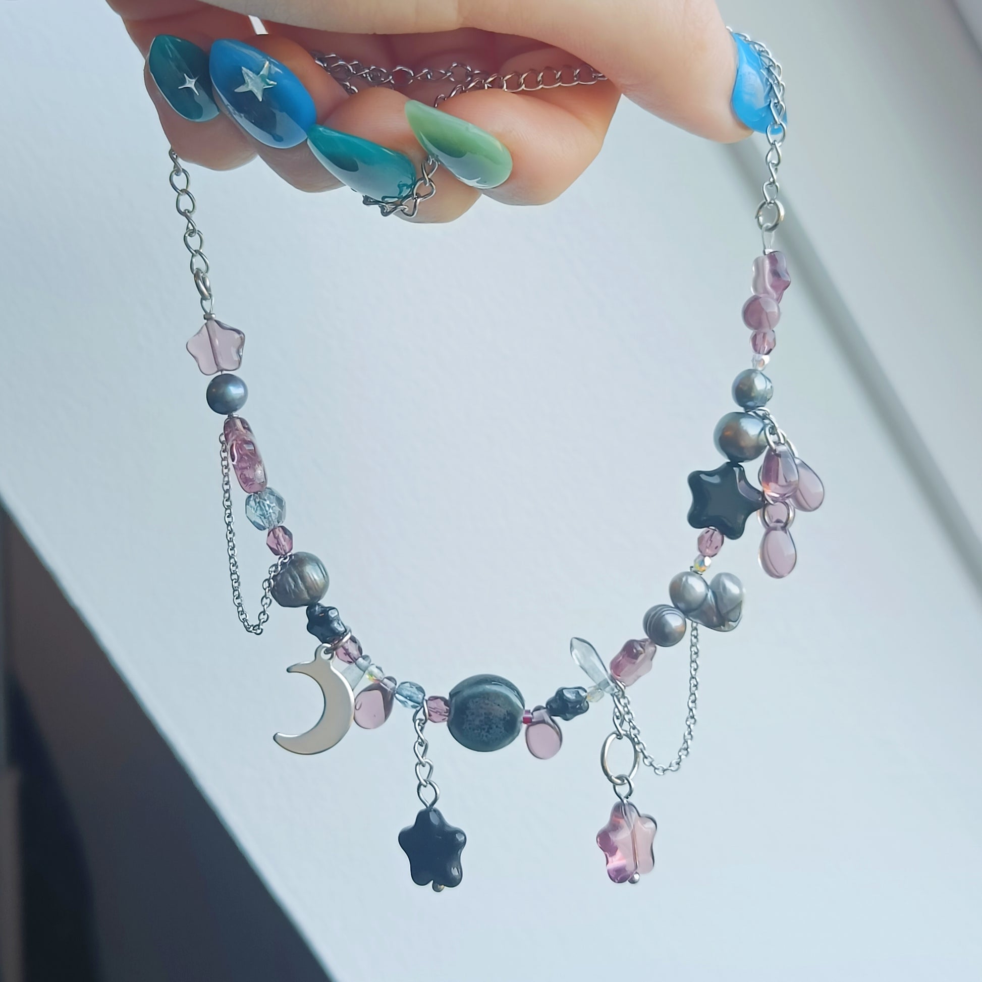 PURPLE NEW MOON CHAIN NECKLACE