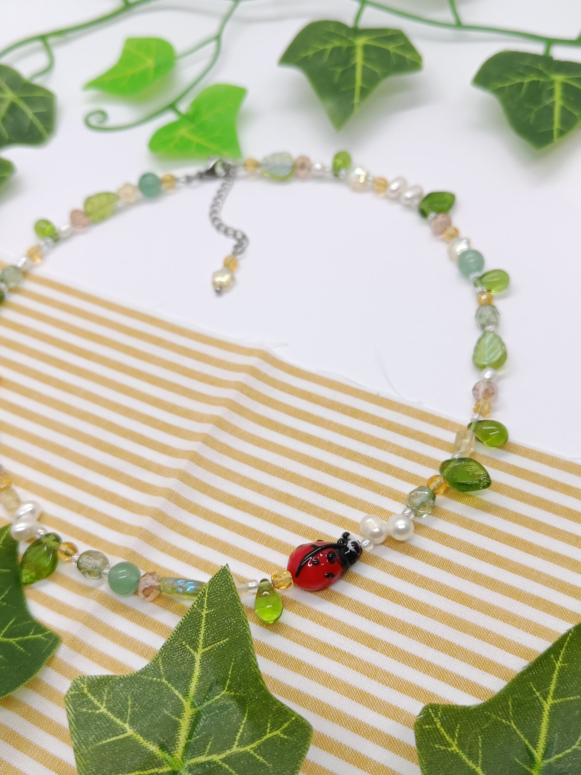 SILLY LADYBUG BEADED NECKLACE